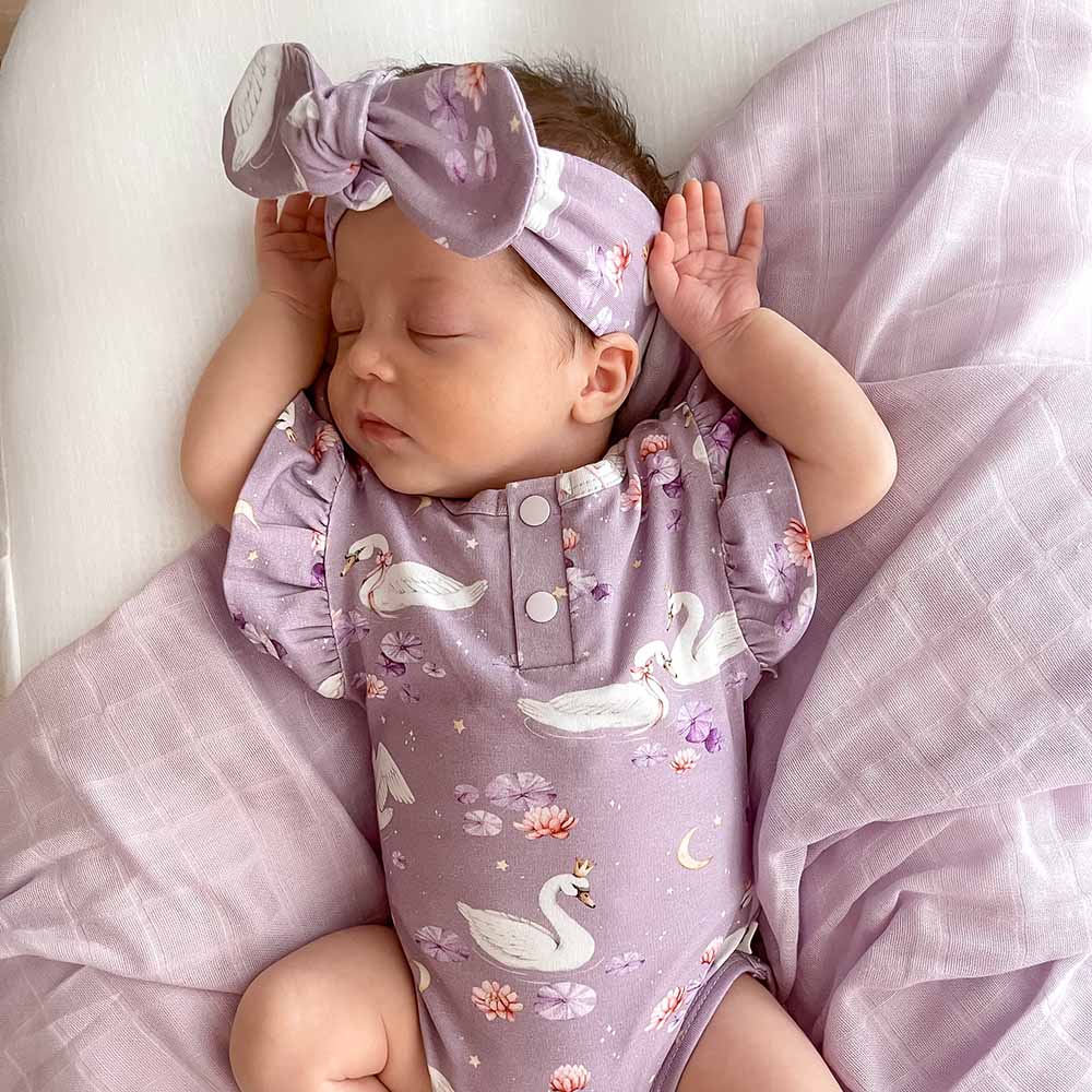 Swan Lake Short Sleeve Organic Bodysuit with Frill - Image 12