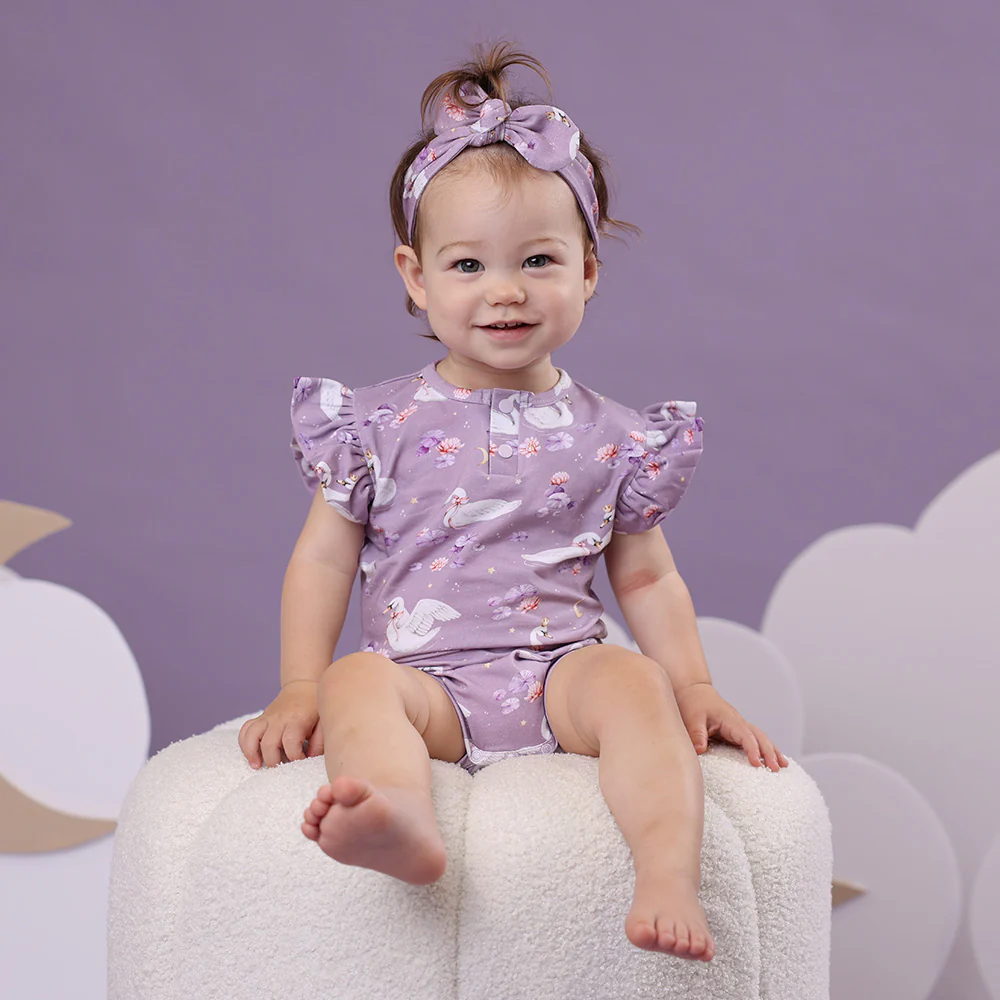 Swan Lake Short Sleeve Organic Bodysuit with Frill - Image 15