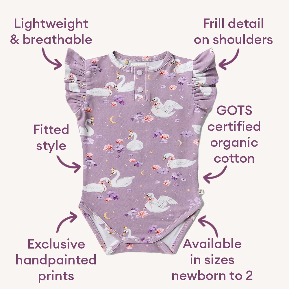 Swan Lake Short Sleeve Organic Bodysuit with Frill - Image 4