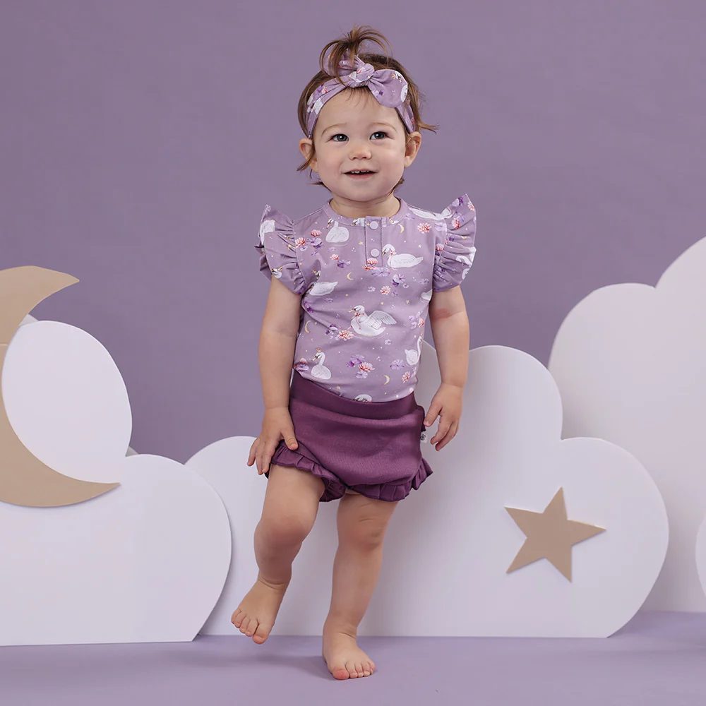 Swan Lake Short Sleeve Organic Bodysuit with Frill - Image 5