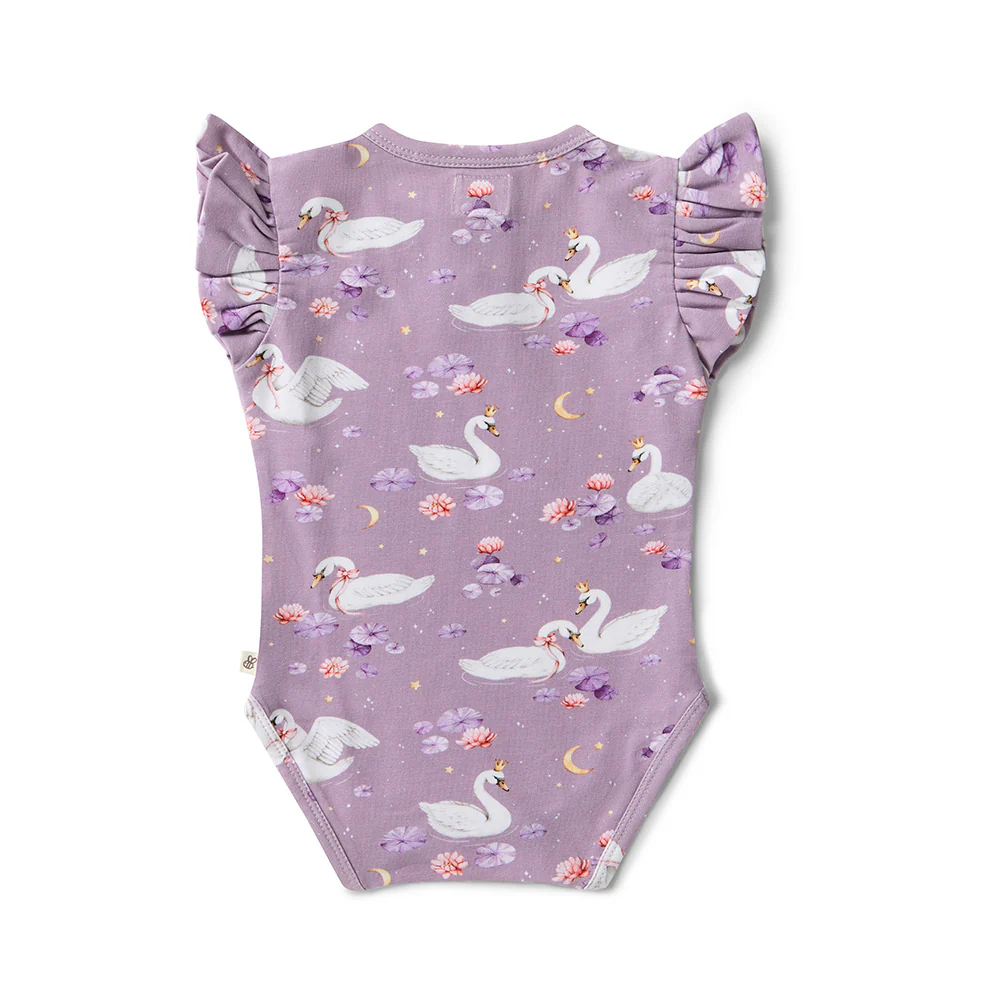Swan Lake Short Sleeve Organic Bodysuit with Frill - Image 6