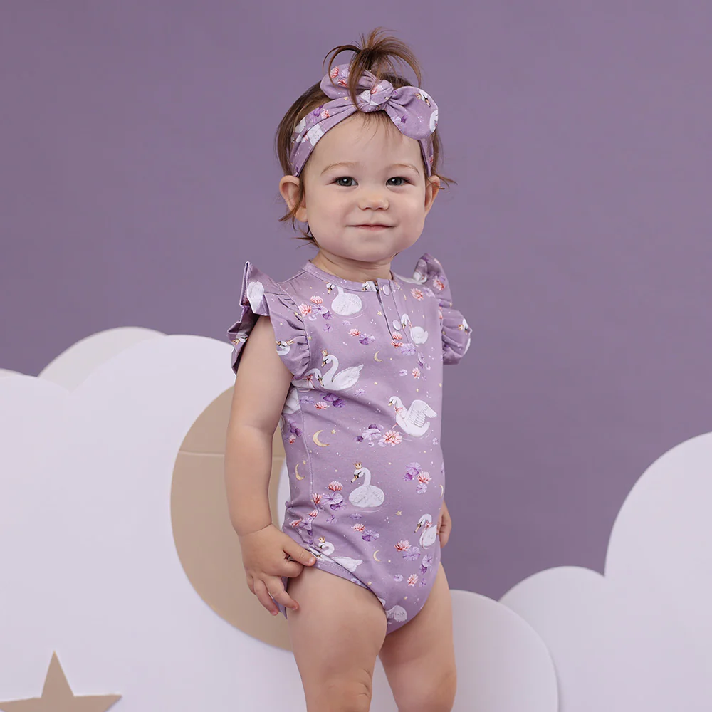 Swan Lake Short Sleeve Organic Bodysuit with Frill - Image 7