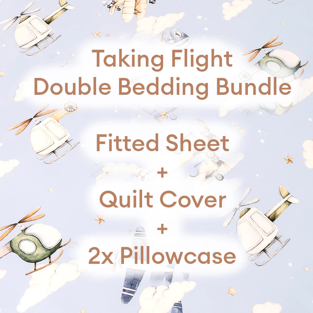 Bundle - Taking Flight Double Bedding - 1 x Sheet + 1 x Quilt Cover + 2 x Pillowcases - Image 3