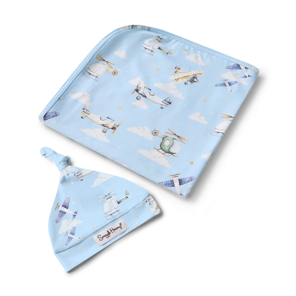 Taking Flight Organic Jersey Wrap & Beanie Set - Image 2