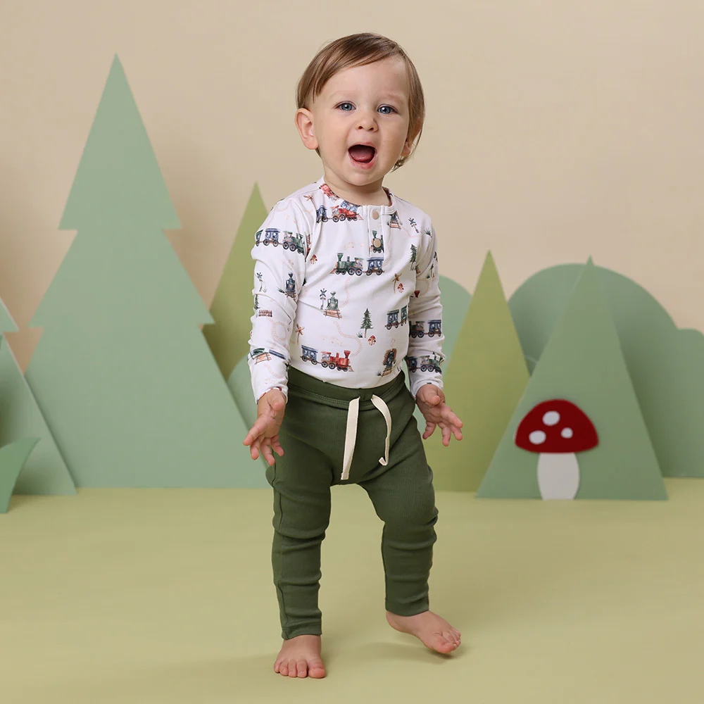 Trains Long Sleeve Organic Bodysuit - Image 3