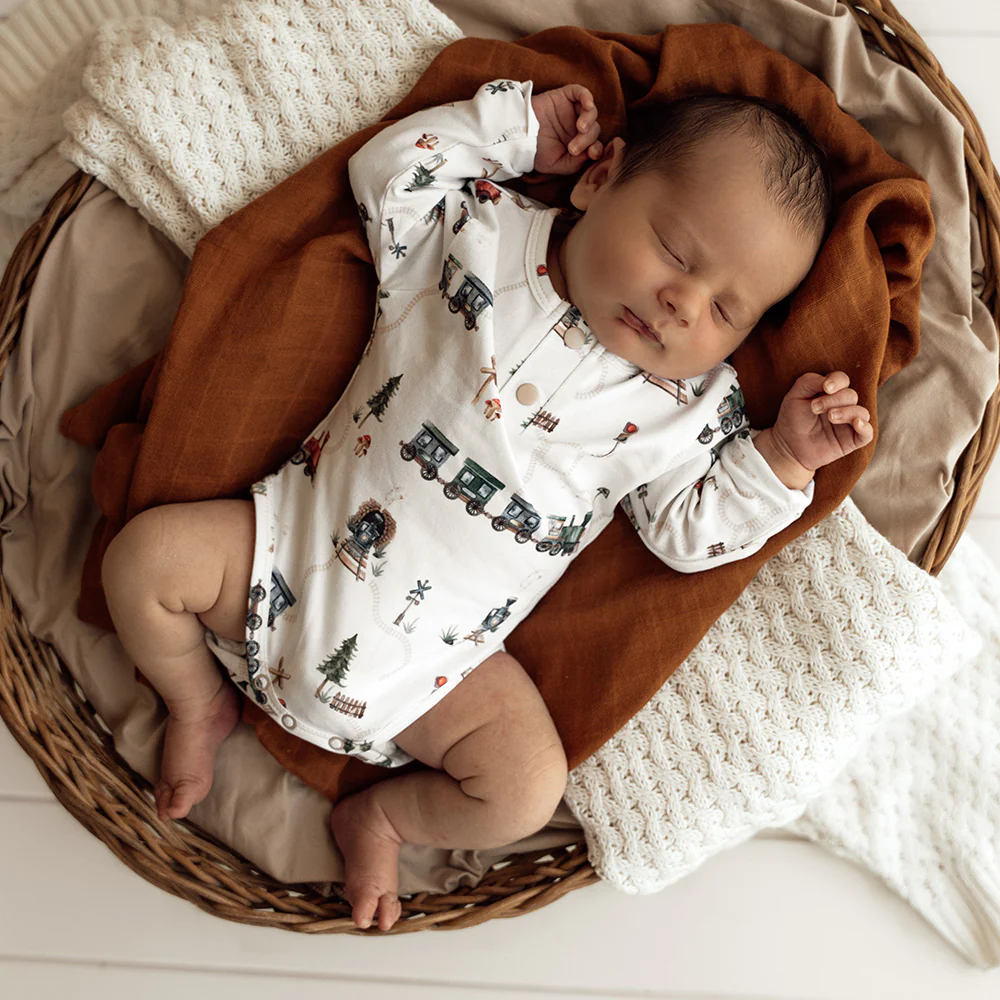 Trains Long Sleeve Organic Bodysuit - Image 5