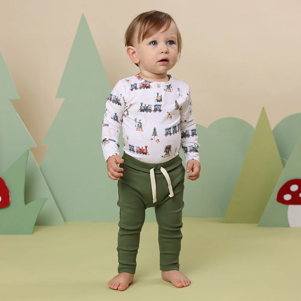 Trains Long Sleeve Organic Bodysuit - Image 6