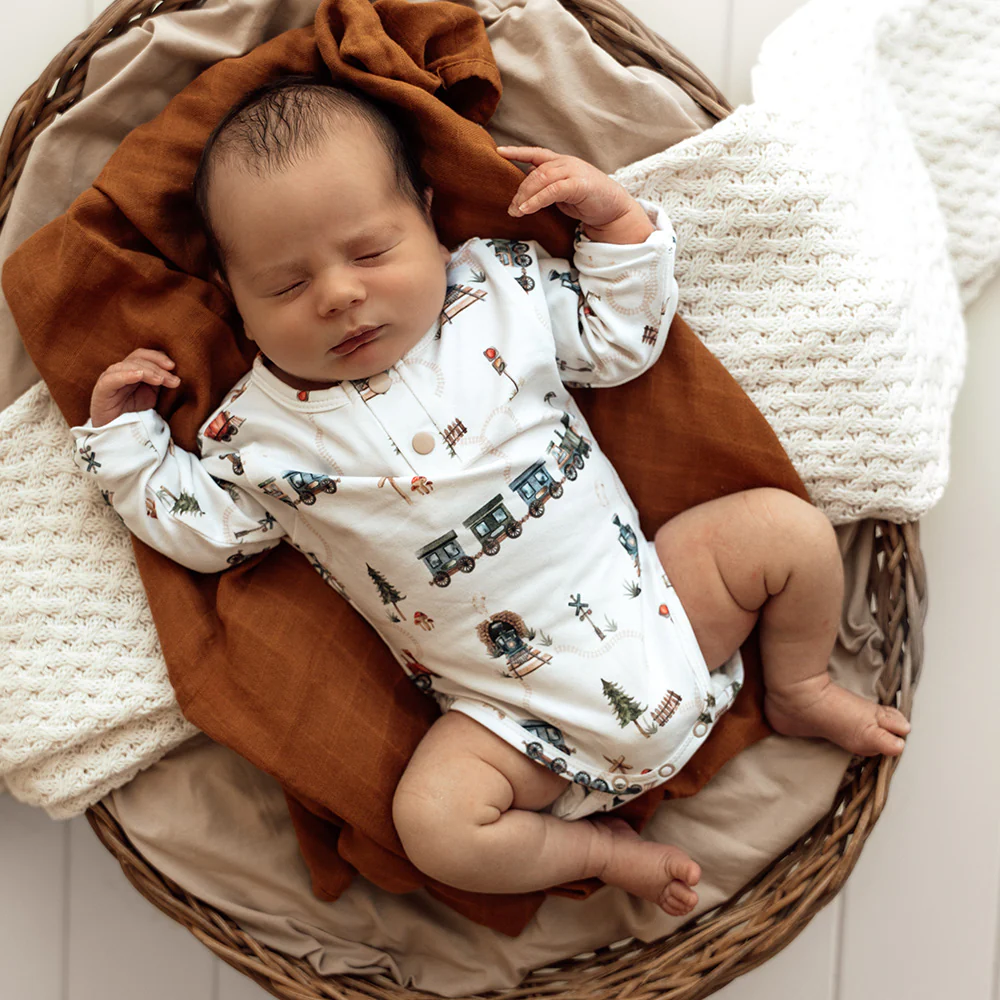 Trains Long Sleeve Organic Bodysuit - Image 8
