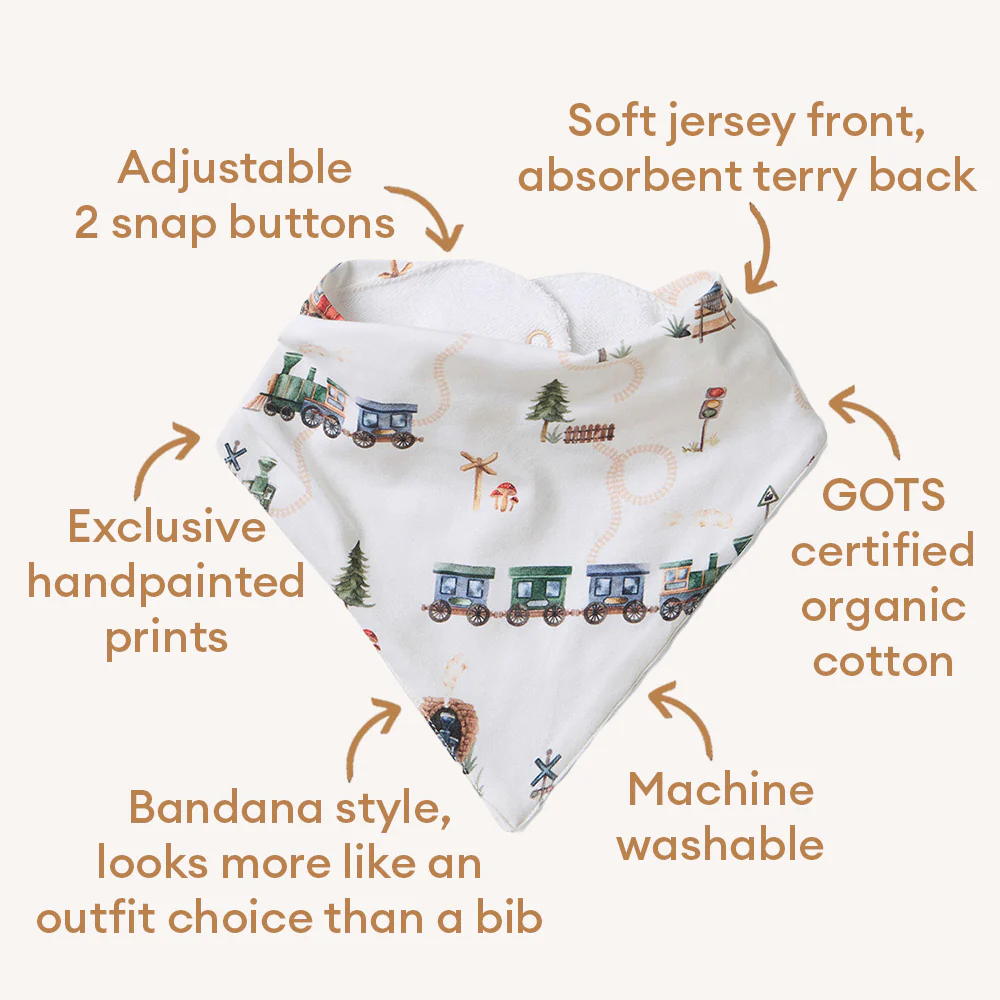 Trains Organic Dribble Bib - Image 4