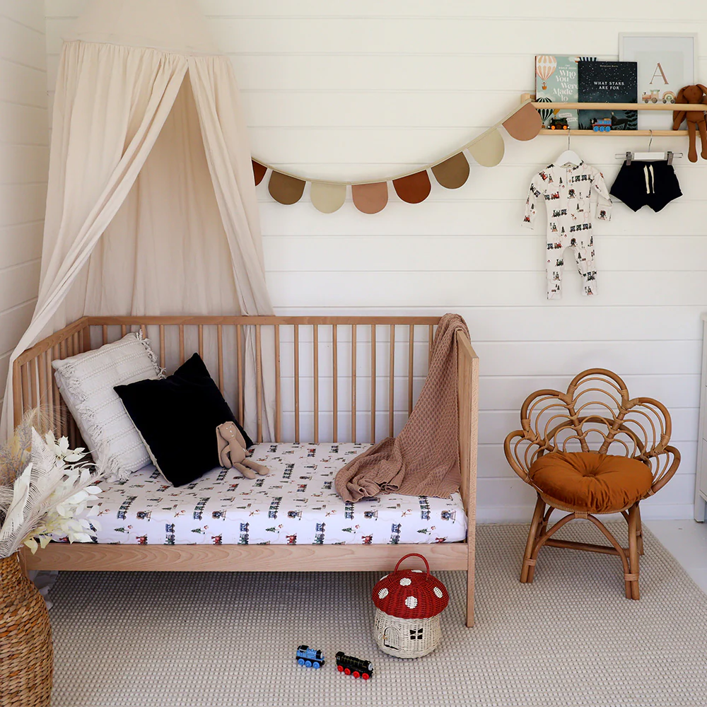 Trains Organic Fitted Cot Sheet - Image 3
