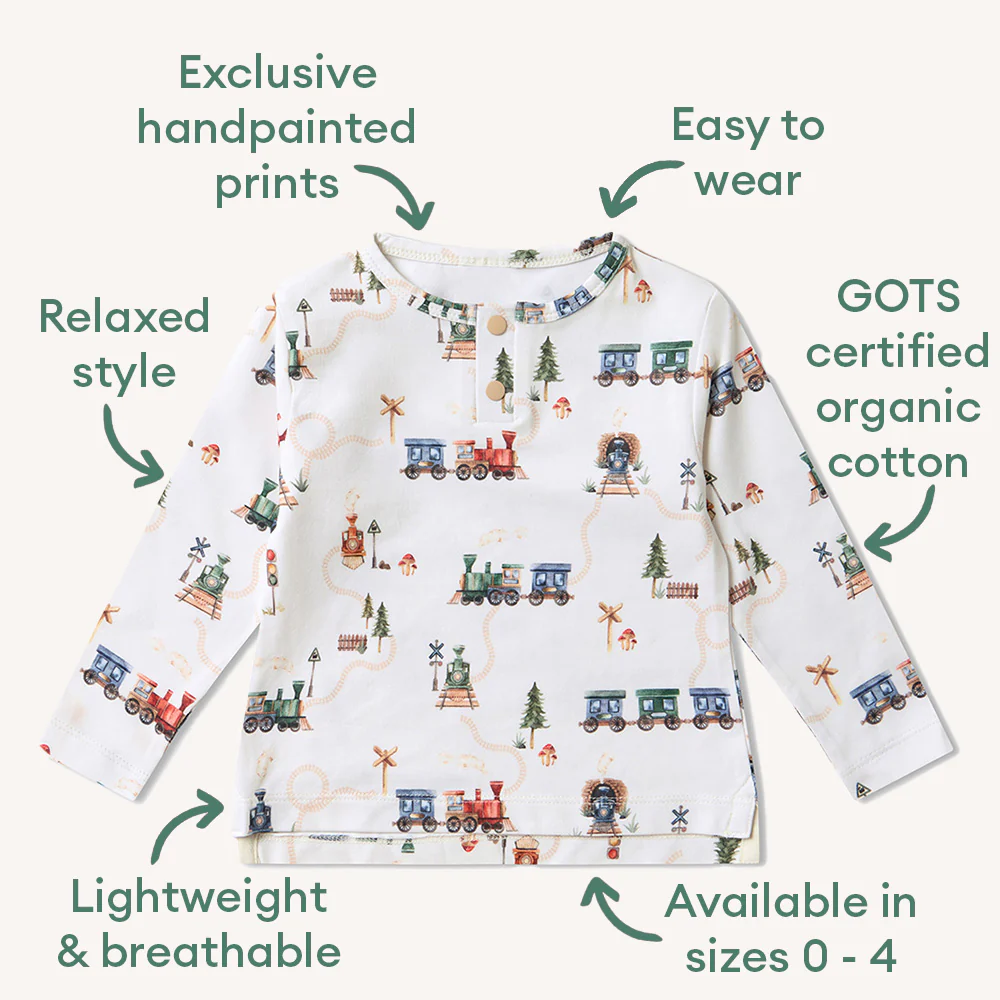 Trains Organic Long Sleeve Top - Image 4
