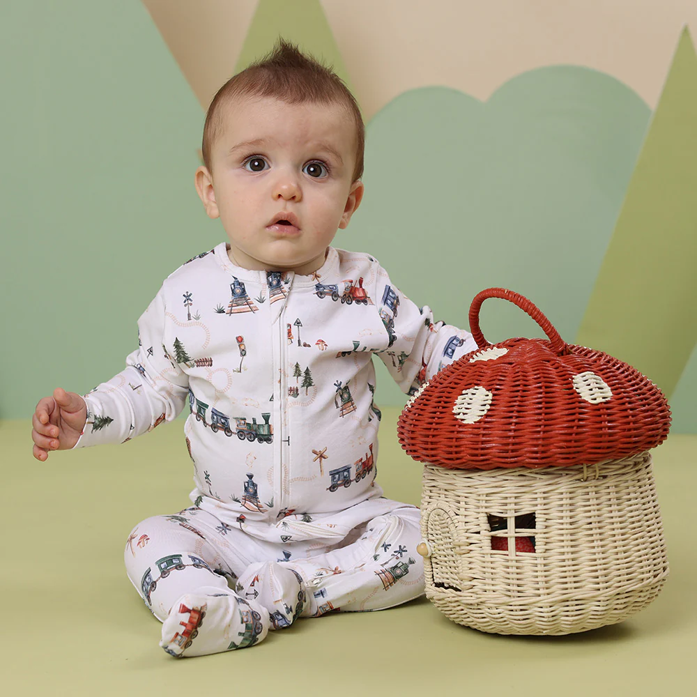 Trains Organic Snuggle Sleepsuit Zip Footie - Image 3