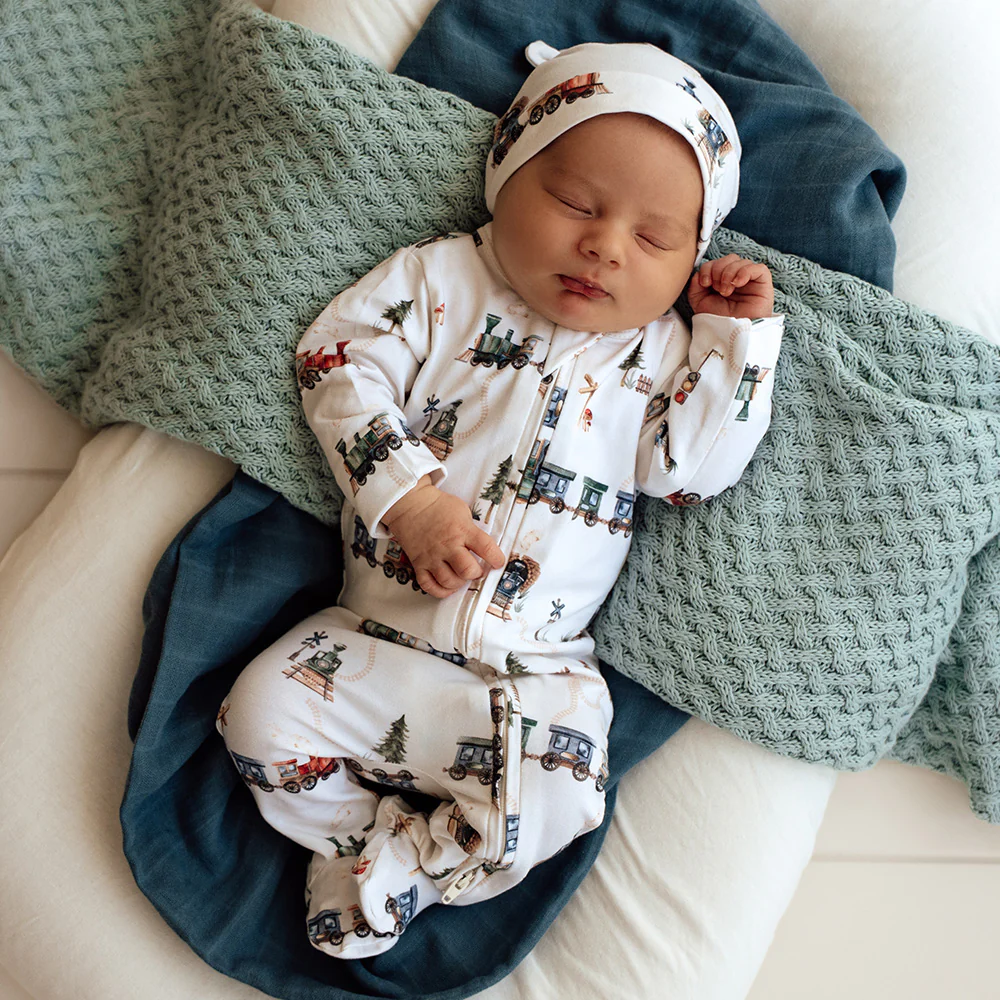 Trains Organic Snuggle Sleepsuit Zip Footie - Image 5