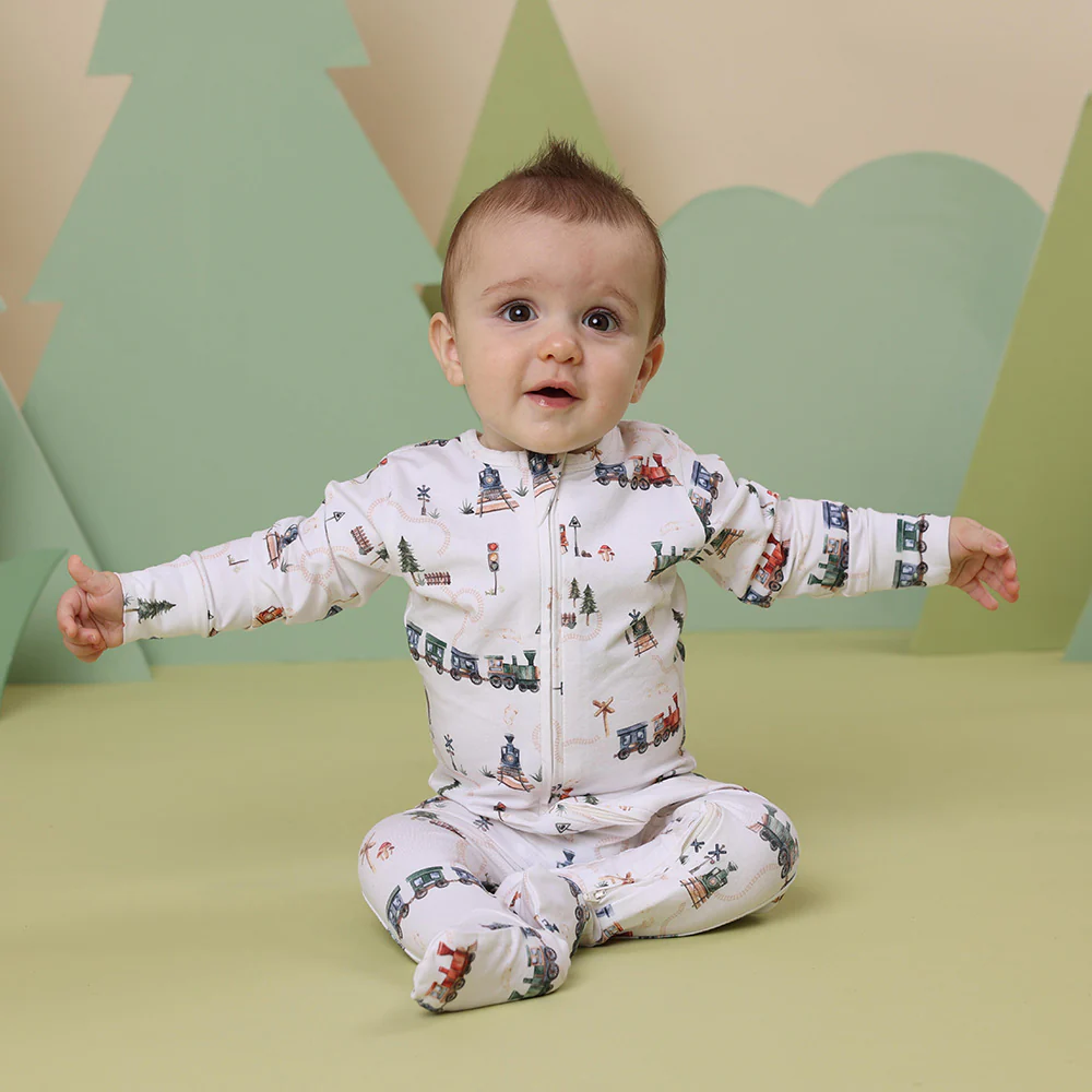 Trains Organic Snuggle Sleepsuit Zip Footie - Image 7