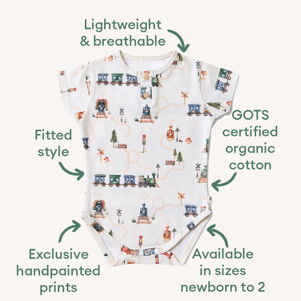 Trains Short Sleeve Organic Bodysuit - Image 4