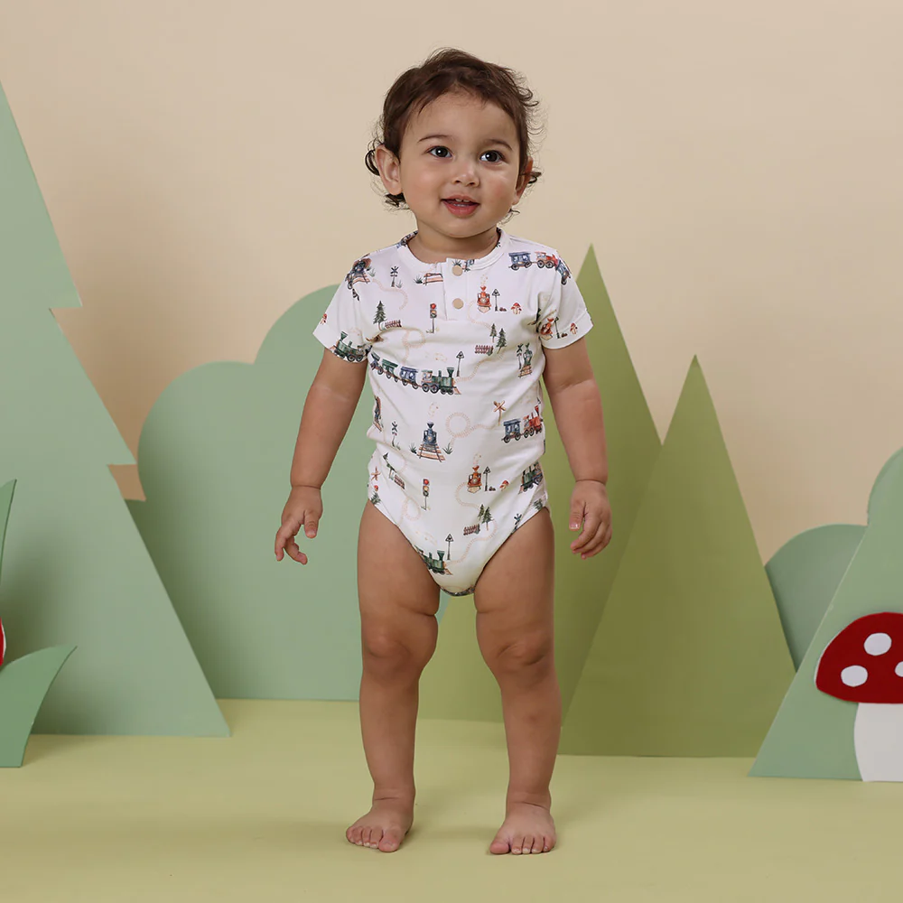 Trains Short Sleeve Organic Bodysuit - Image 6