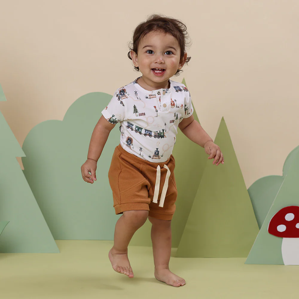 Trains Short Sleeve Organic Bodysuit - Image 7