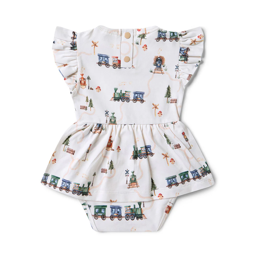 Trains Short Sleeve Organic Dress - Image 4