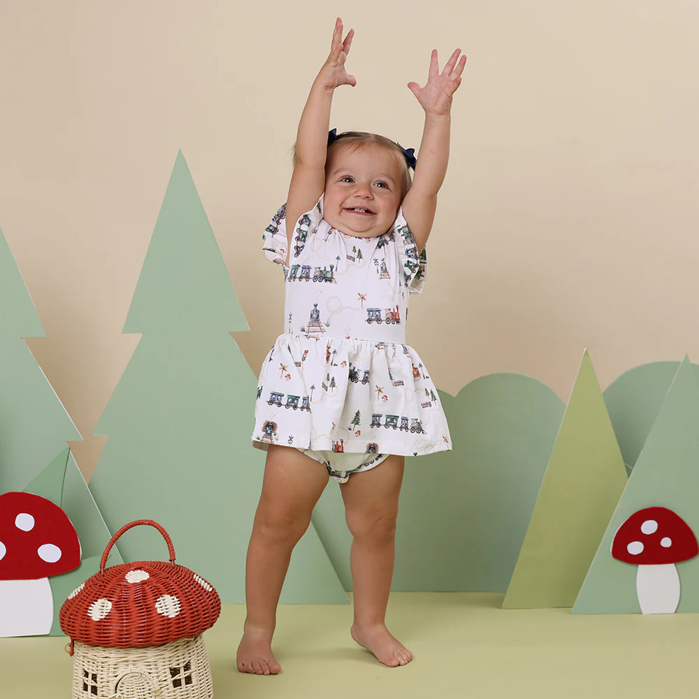Trains Short Sleeve Organic Dress - Image 5