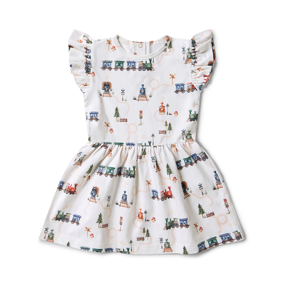 Trains Short Sleeve Organic Dress - Image 6