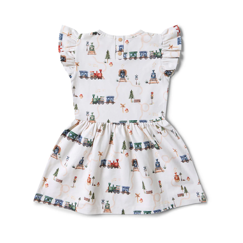 Trains Short Sleeve Organic Dress - Image 8