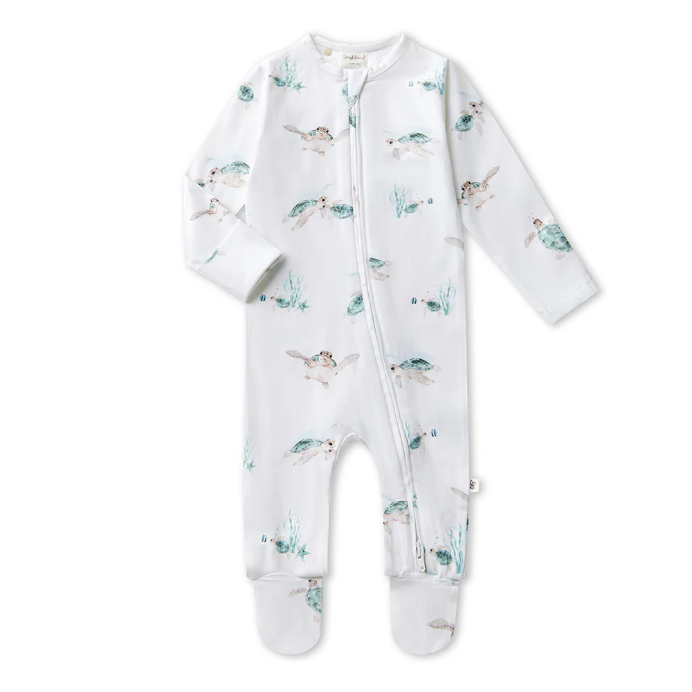 Turtle Organic Snuggle Sleepsuit Zip Footie - Image 2