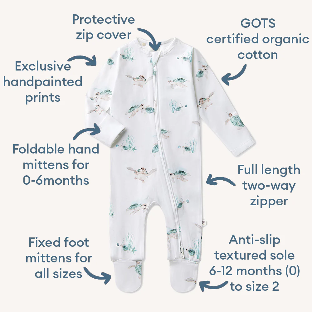 Turtle Organic Snuggle Sleepsuit Zip Footie - Image 4