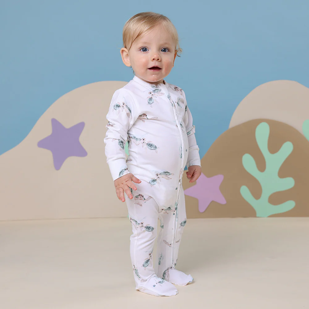 Turtle Organic Snuggle Sleepsuit Zip Footie - Image 5