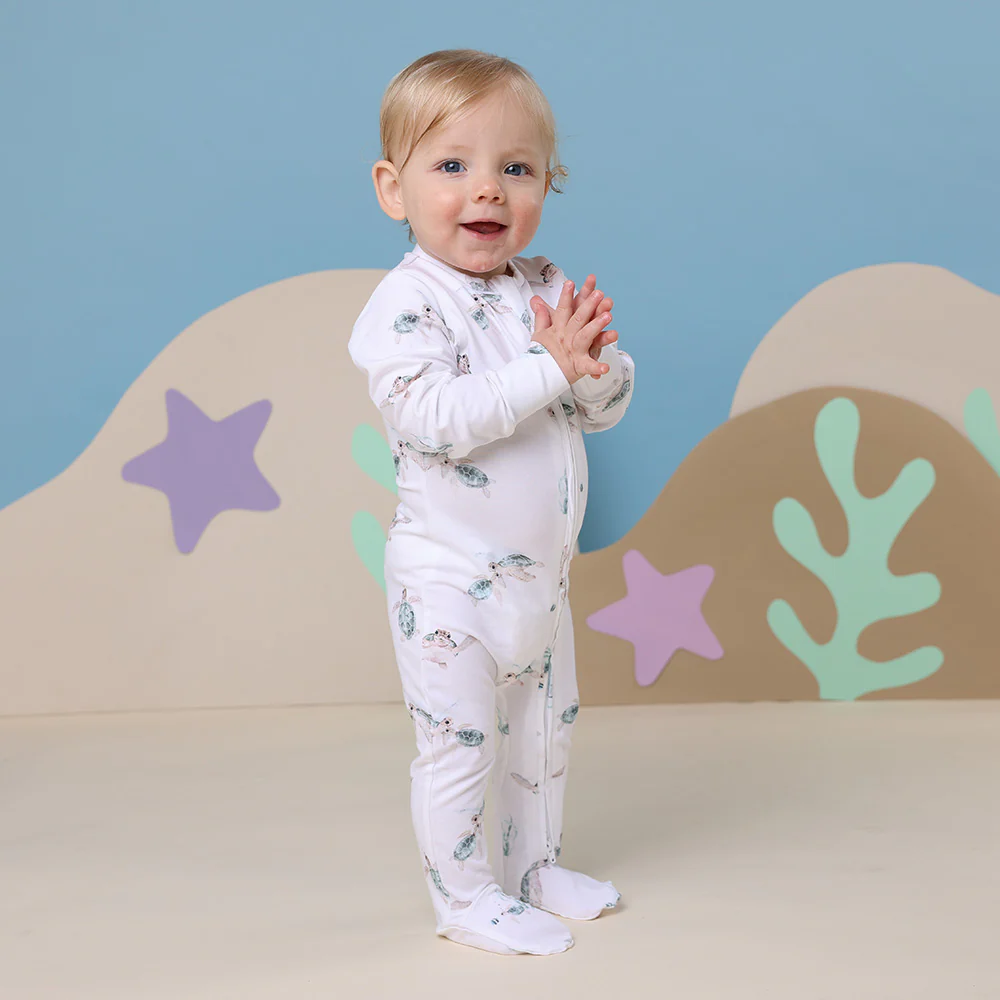 Turtle Organic Snuggle Sleepsuit Zip Footie - Image 6