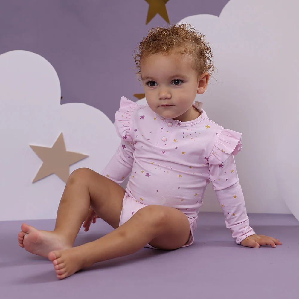 Twinkle Long Sleeve Organic Bodysuit with Frill - Image 12