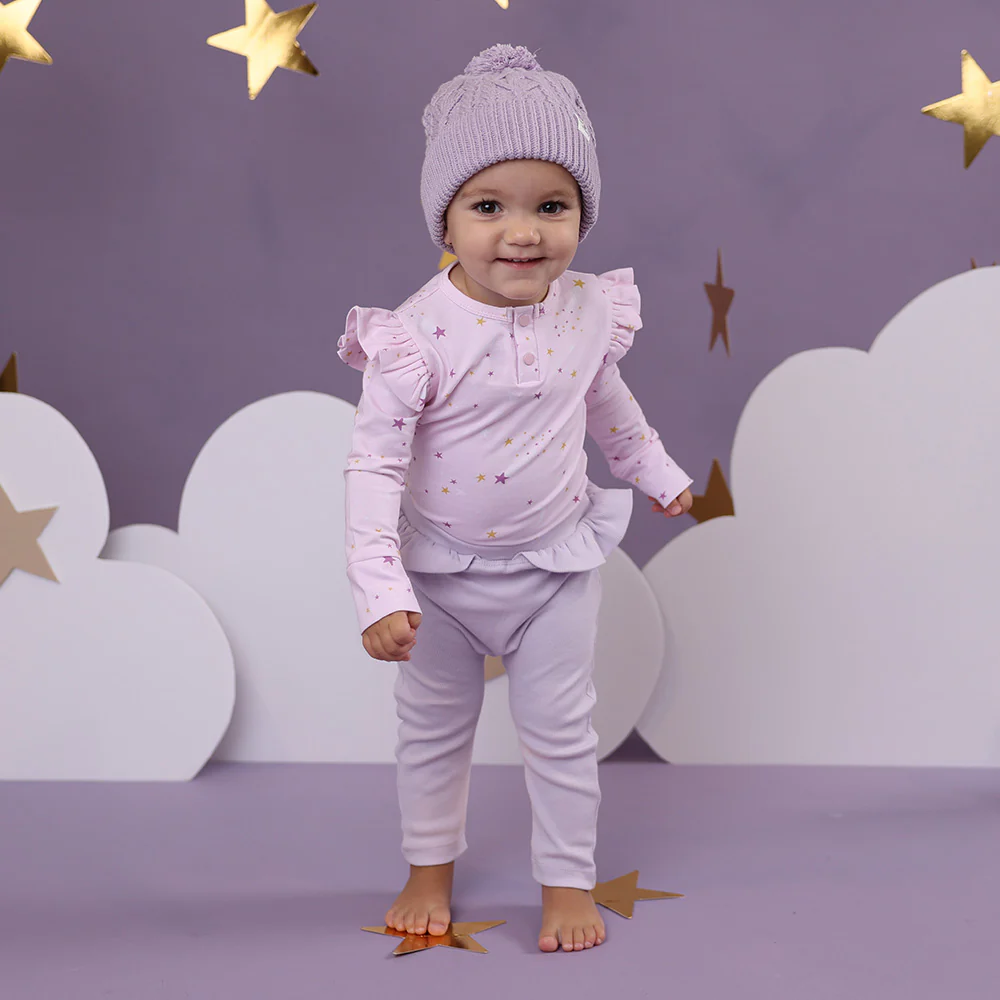 Twinkle Long Sleeve Organic Bodysuit with Frill - Image 3