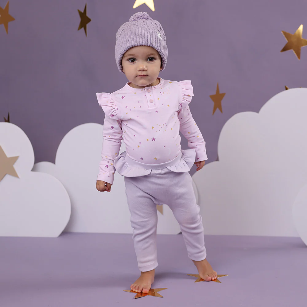 Twinkle Long Sleeve Organic Bodysuit with Frill - Image 5