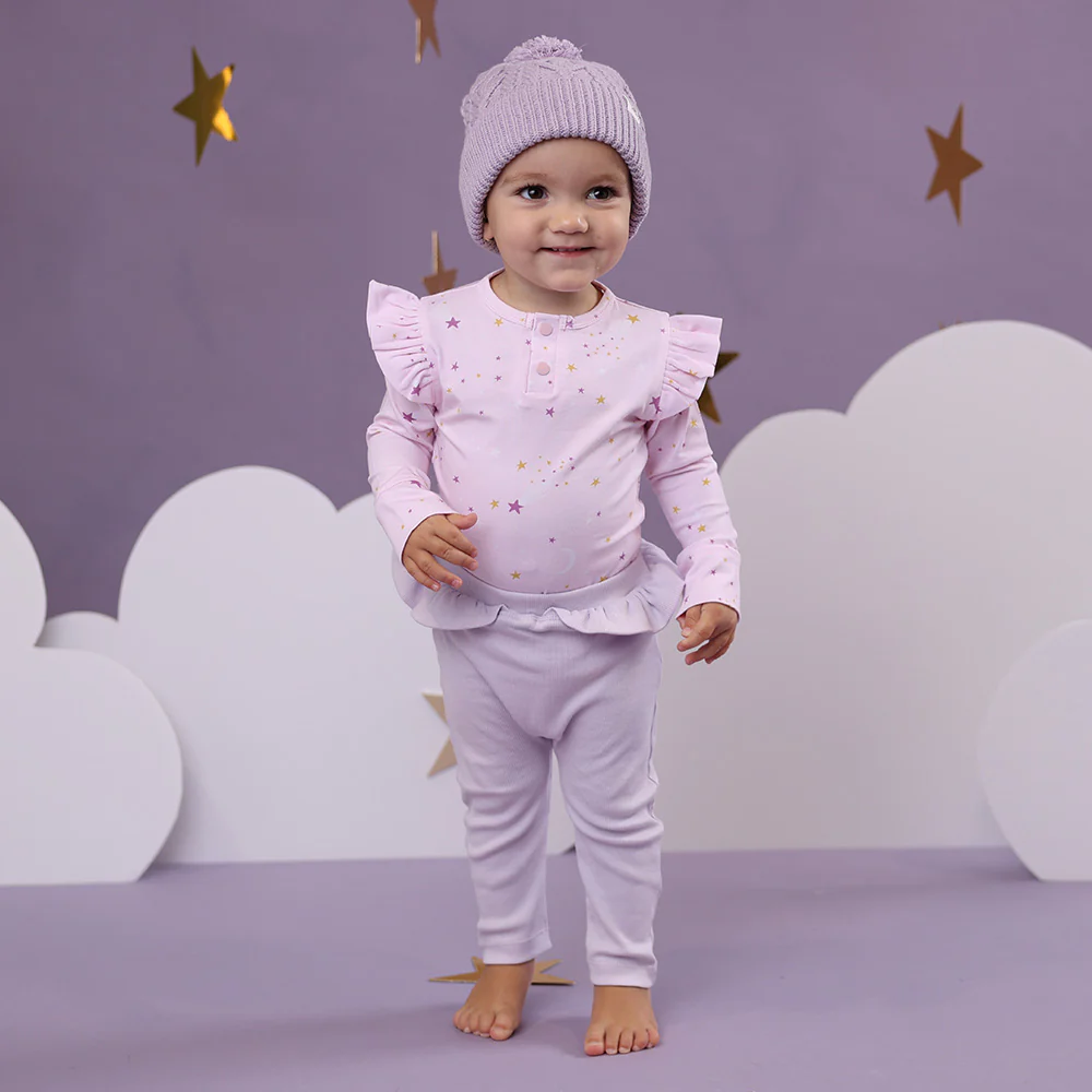 Twinkle Long Sleeve Organic Bodysuit with Frill - Image 8