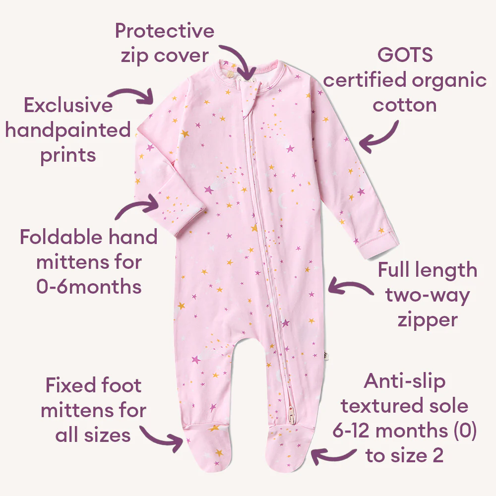 Twinkle Organic Snuggle Sleepsuit Zip Footie - Image 4