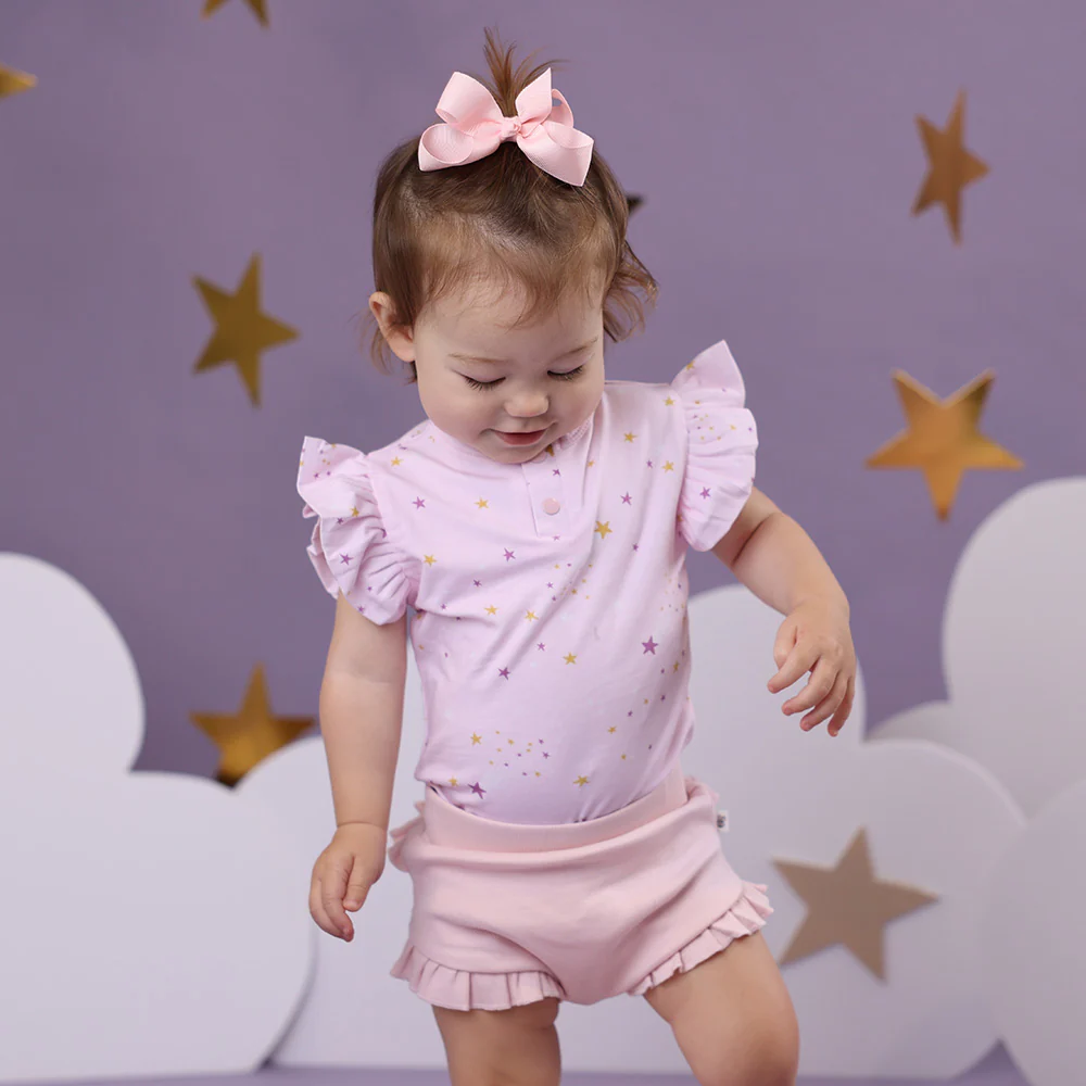 Twinkle Short Sleeve Organic Bodysuit with Frill - Image 11