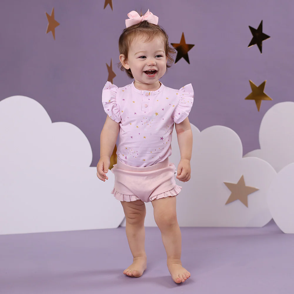Twinkle Short Sleeve Organic Bodysuit with Frill - Image 3