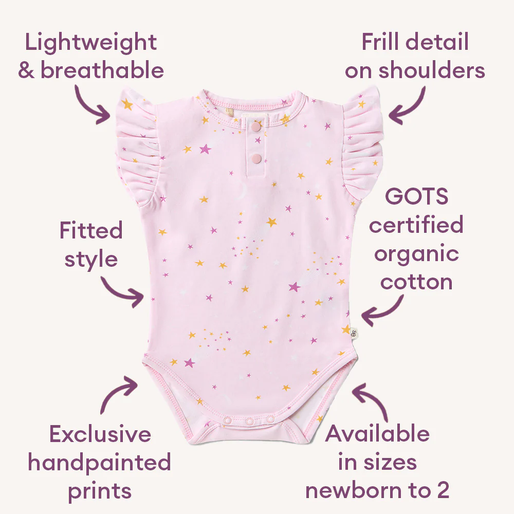 Twinkle Short Sleeve Organic Bodysuit with Frill - Image 5