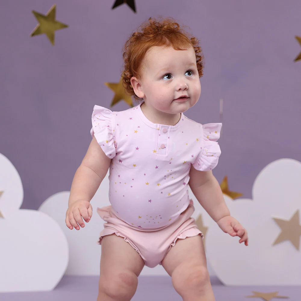 Twinkle Short Sleeve Organic Bodysuit with Frill - Image 9
