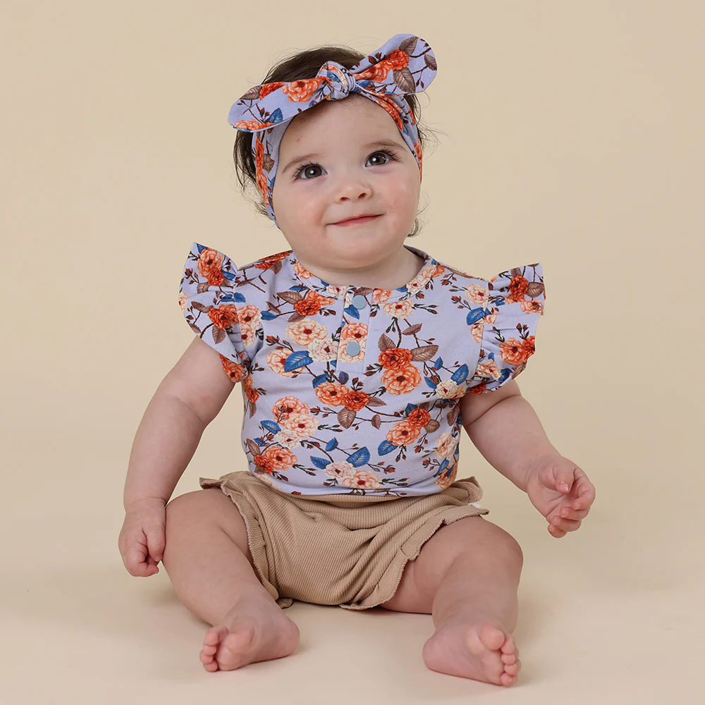 Vintage Blossom Short Sleeve Organic Bodysuit with Frill - Image 4