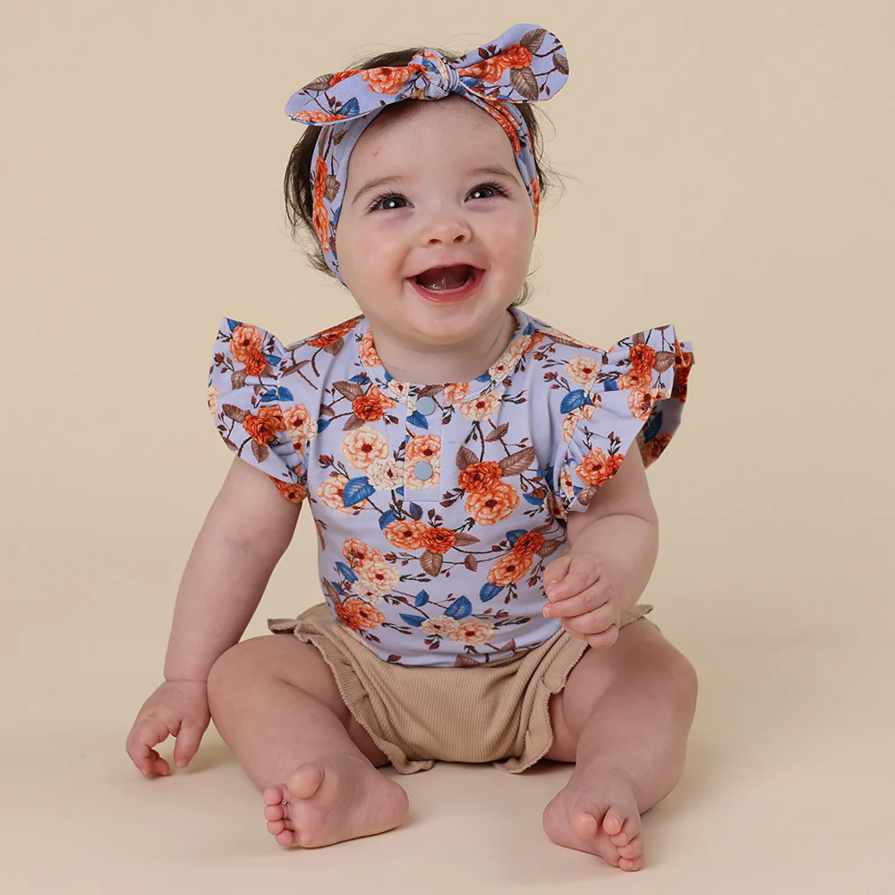 Vintage Blossom Short Sleeve Organic Bodysuit with Frill - Image 5