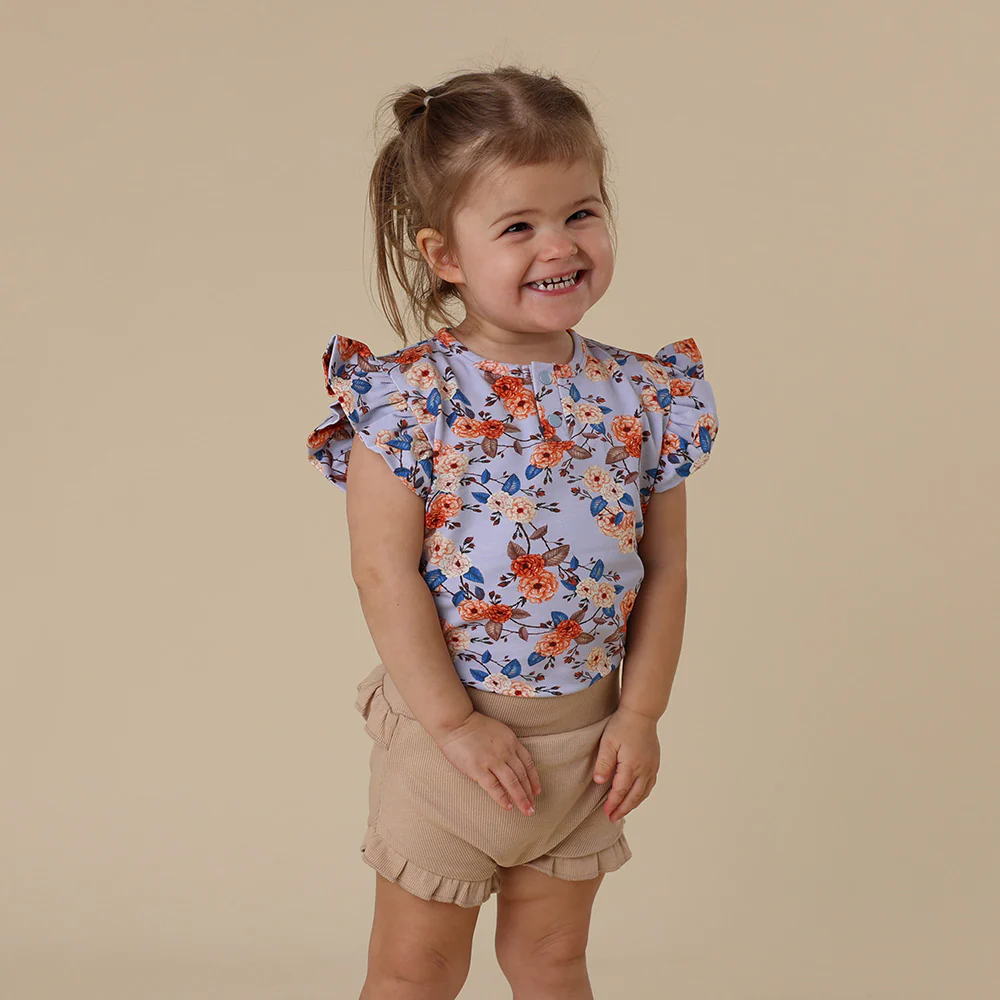 Vintage Blossom Short Sleeve Organic Bodysuit with Frill - Image 6