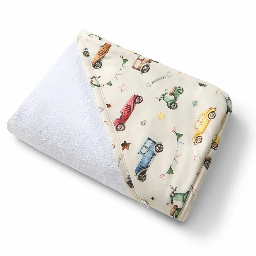 Vintage Cars Organic Baby Towel & Wash Cloth Set - Image 3
