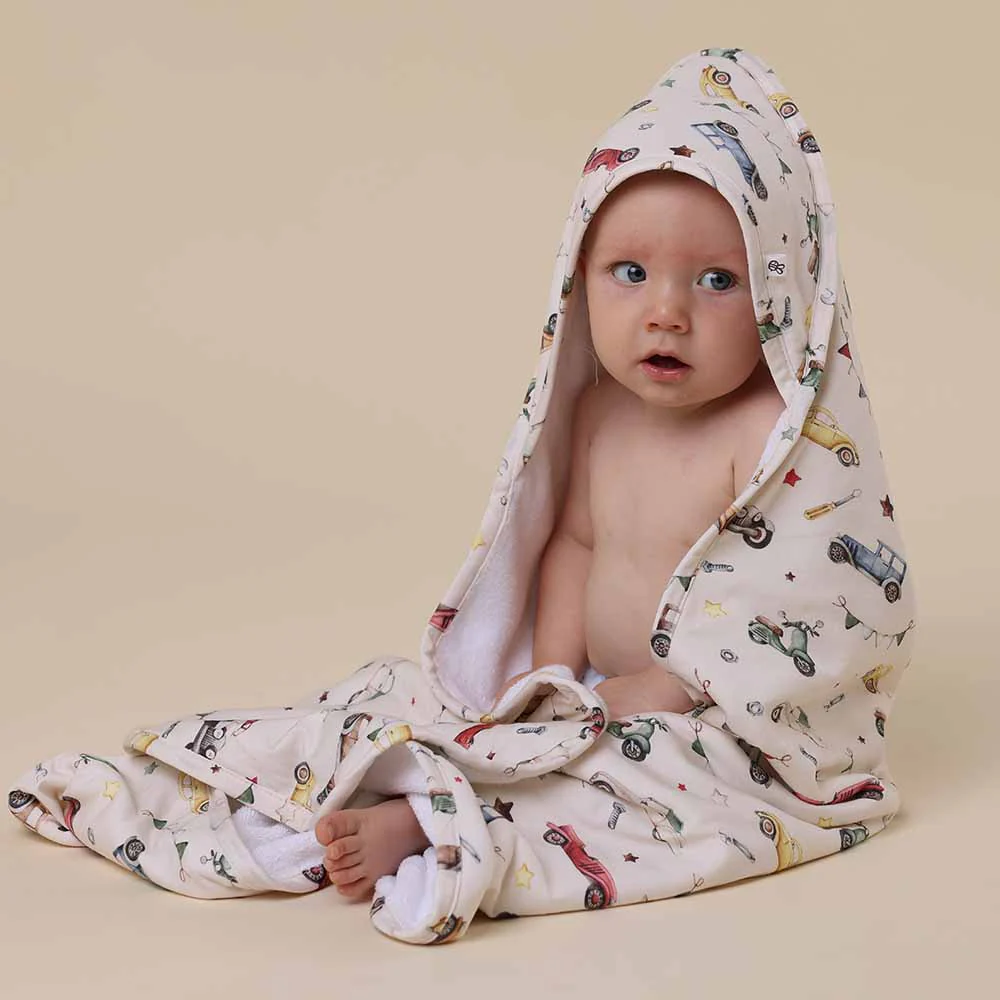 Vintage Cars Organic Baby Towel & Wash Cloth Set - Image 4