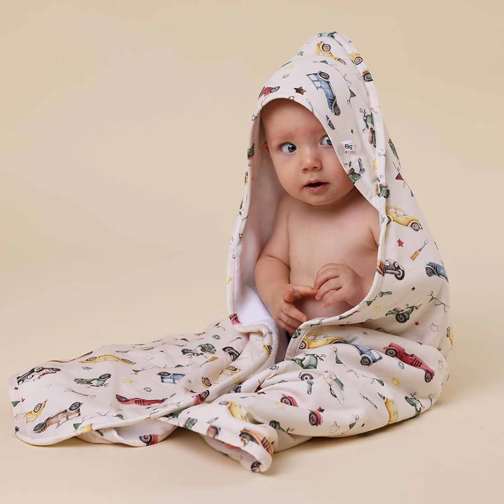 Vintage Cars Organic Baby Towel & Wash Cloth Set - Image 6