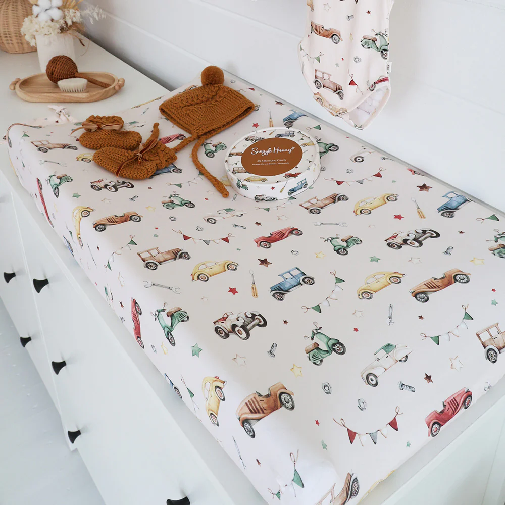 Vintage Cars Organic Bassinet Sheet / Change Pad Cover - Image 3
