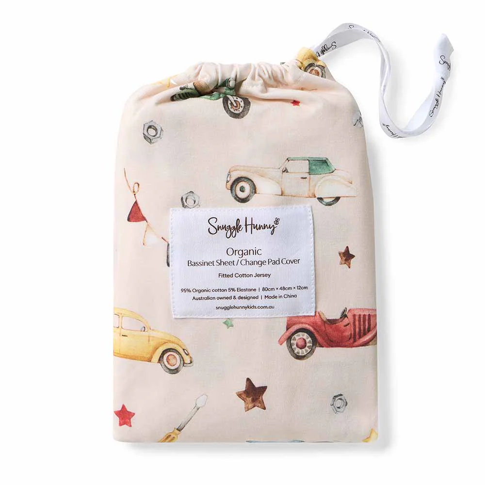Vintage Cars Organic Bassinet Sheet / Change Pad Cover - Image 5