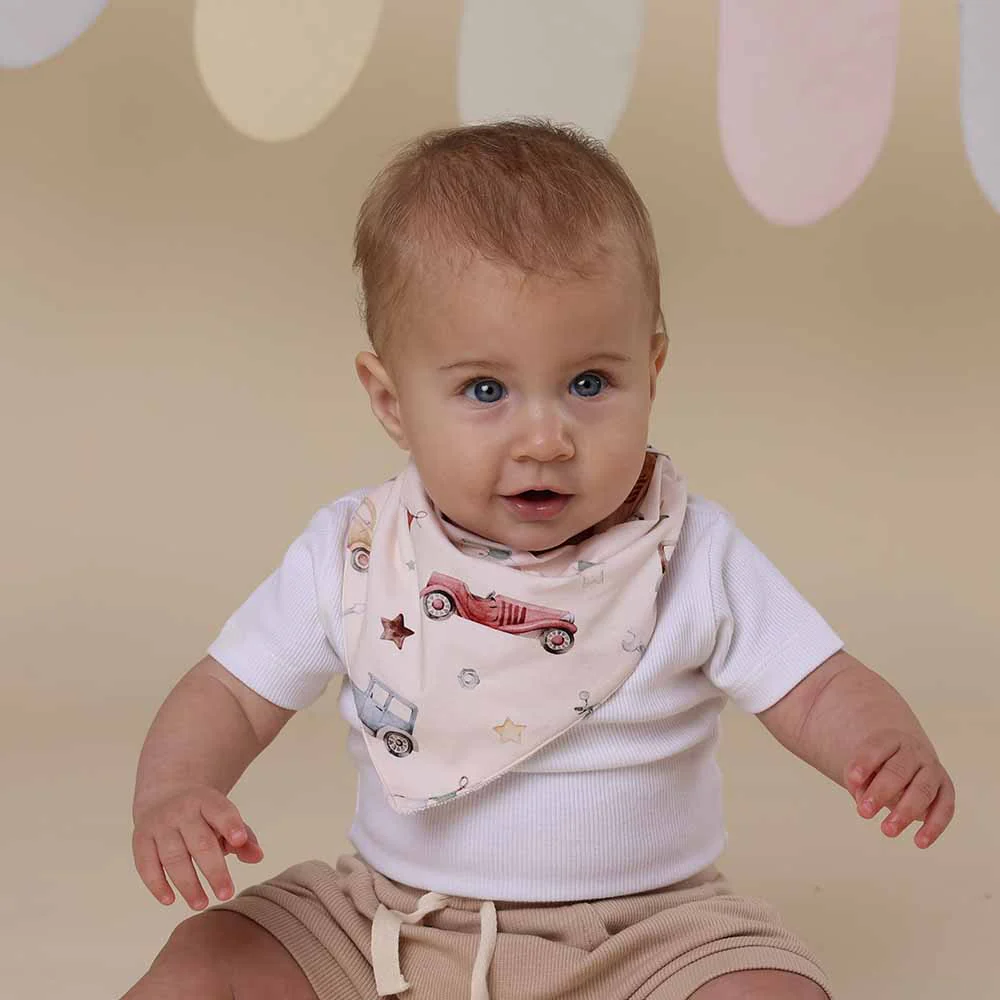 Vintage Cars Organic Dribble Bib - Image 3