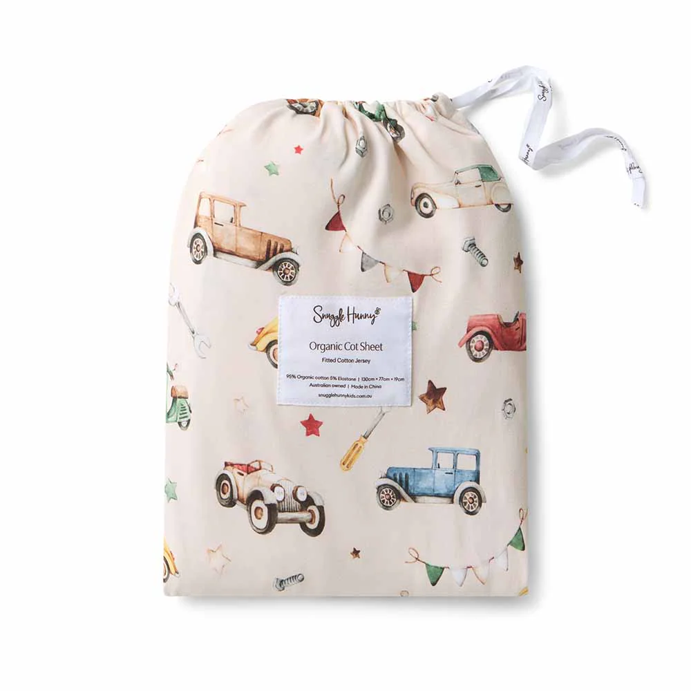 Vintage Cars Organic Fitted Cot Sheet - Image 5