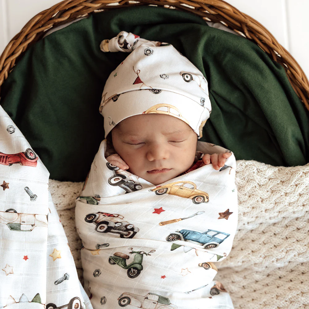 Vintage Cars Organic Muslin Wrap - Image 4