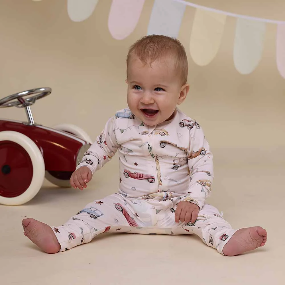 Vintage Cars Organic Snugglesuit Convertible Romper - Image 4